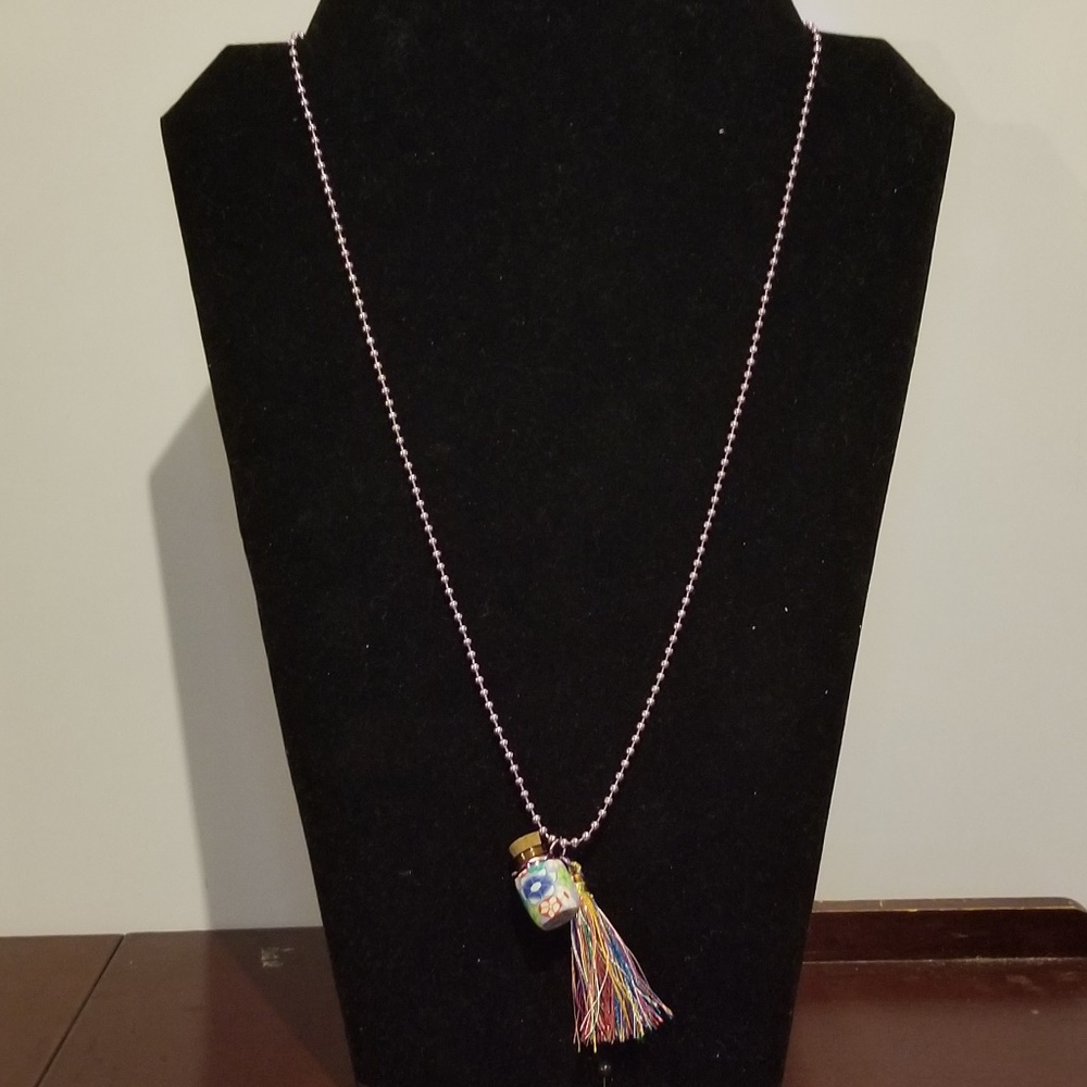 Lavender Fimo Clay Bottle Aromatherapy Necklace